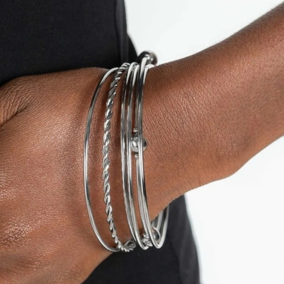 Paparazzi "Lost and Found" Silver Bangles - Picture 2 of 2